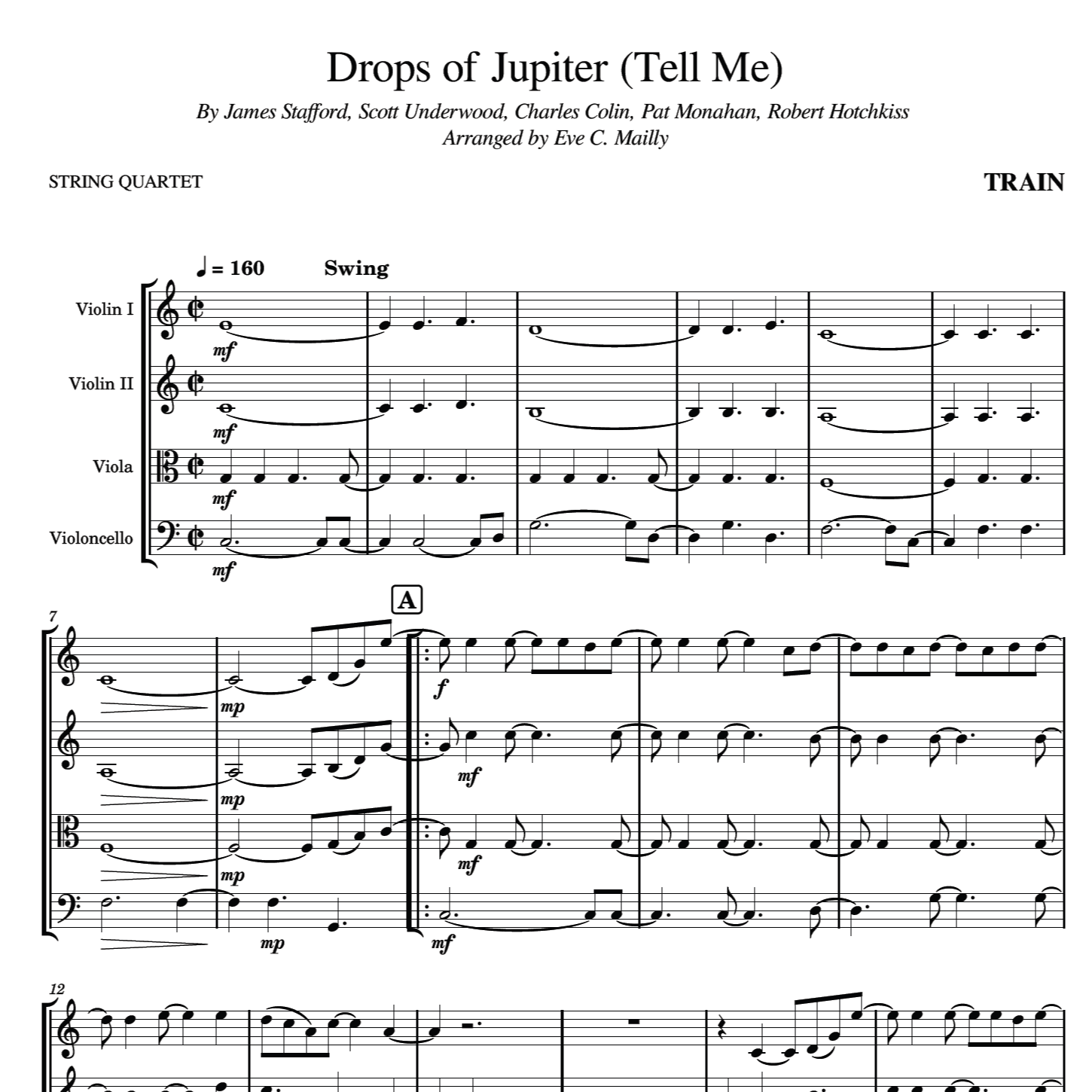 Drops Of Jupiter (tell Me) (arr. Eve C. Mailly - Zene Strings)