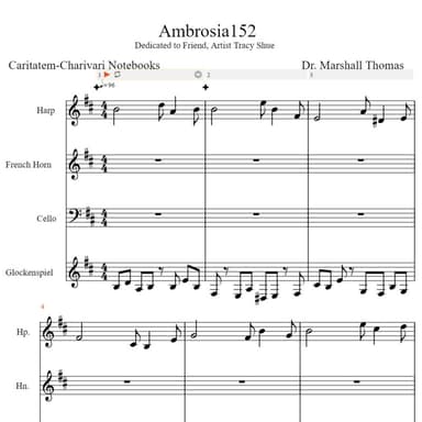 Ambrosia 152 for Harp, Corno, 'cello, Glock.
