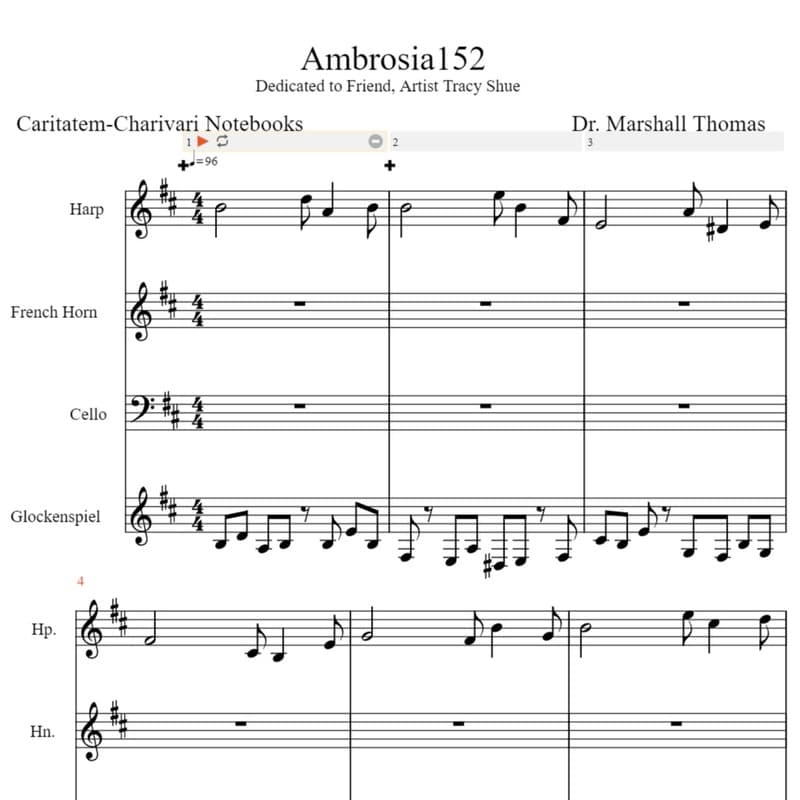 Ambrosia 152 for Harp, Corno, 'cello, Glock.