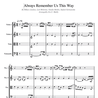 Always Remember Us This Way (arr. Eve C. Mailly -  Zene Strings)
