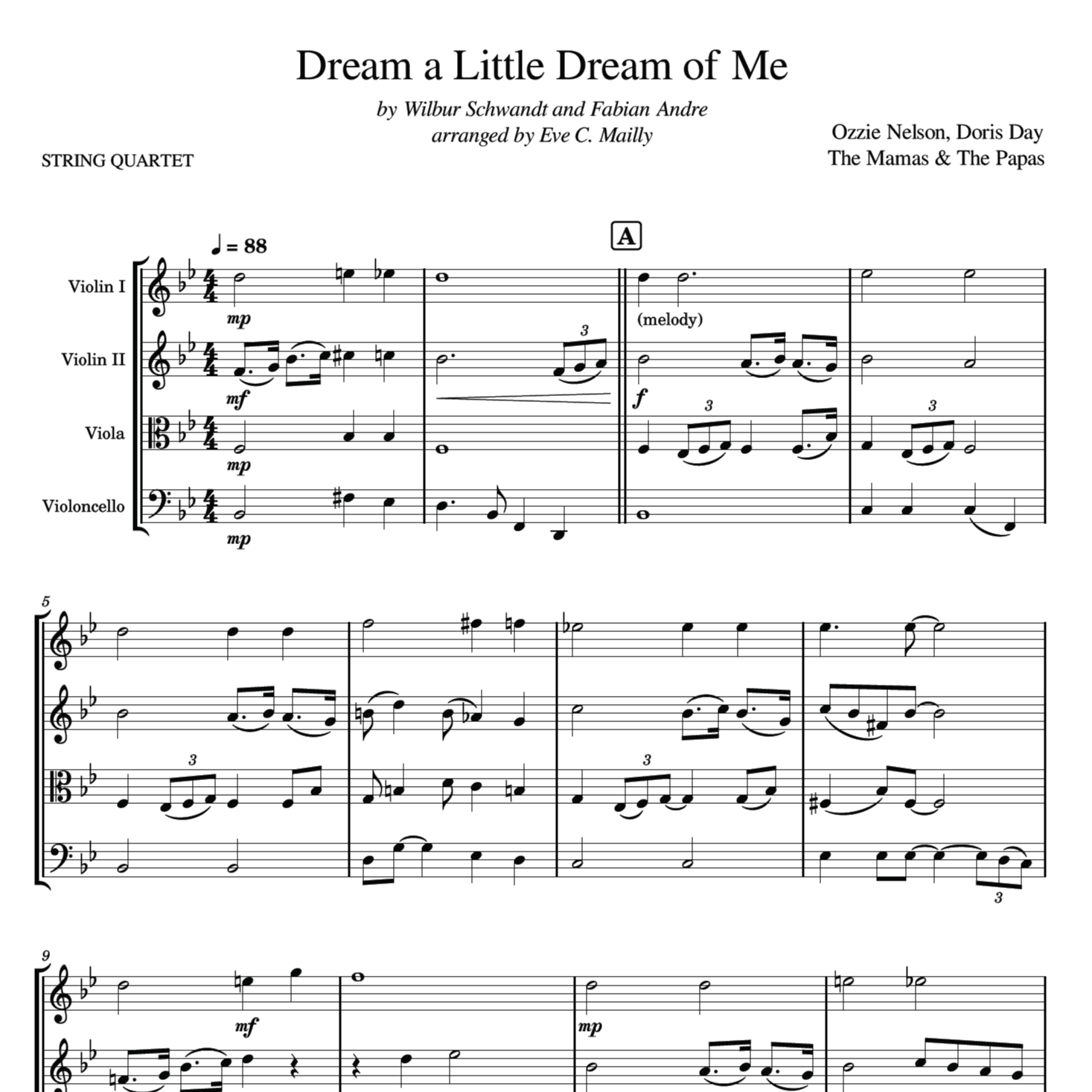 Dream A Little Dream Of Me (arr. Eve C. Mailly - Zene Strings)