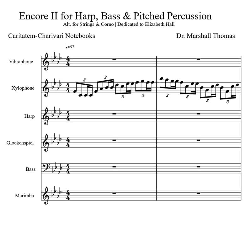 Encore II for Harp, Bass & Pitched Percussion