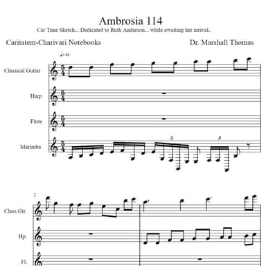 Ambrosia 114 for Guitar, Harp, Flute, Marimba