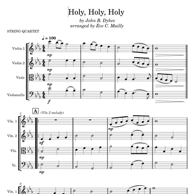 Holy, Holy, Holy (arr. Eve C. Mailly - Zene Strings)