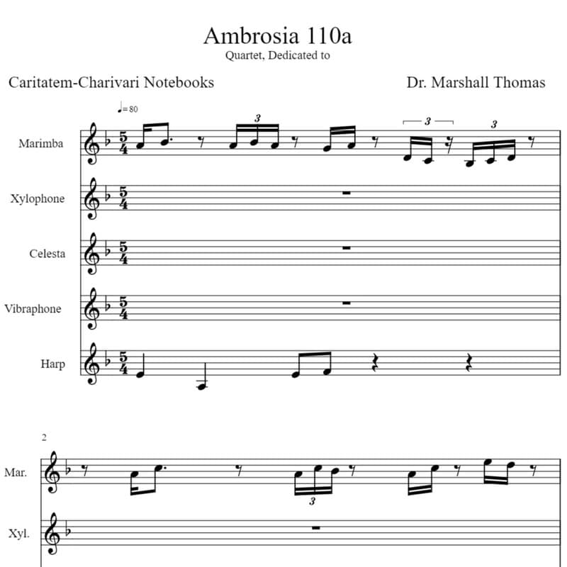 Ambrosia 110a for Harp & Percussion a Voce
