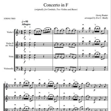 Concerto in F - ALL MOVEMENTS - Reutter - String Trio (arr. Eve C. Mailly - Zene Strings)