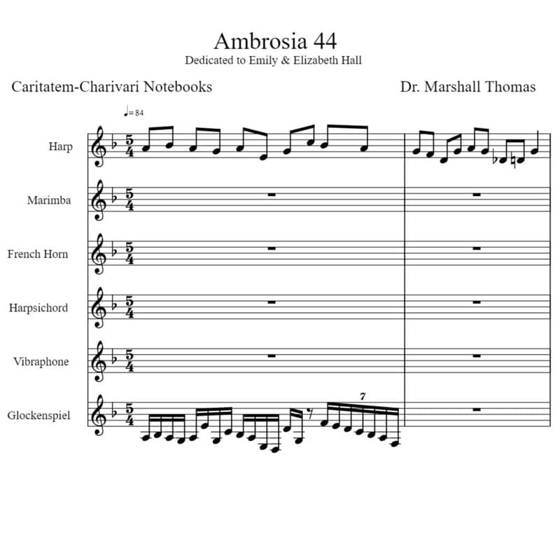 Ambrosia 44 for Harp, Corno, Harpsichord, Percussion