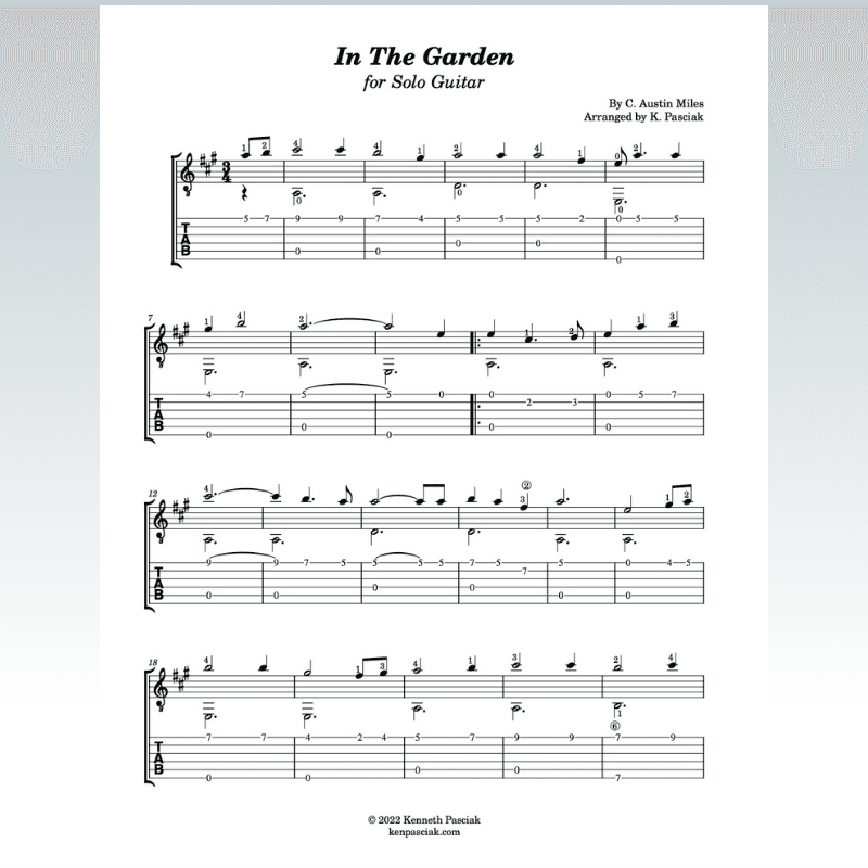 In The Garden (Easy Version for Solo Guitar) (arr. Kenneth Pasciak)