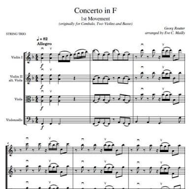 Concerto in F - 1st movement - Reutter - String Trio (arr. Eve C. Mailly - Zene Strings)
