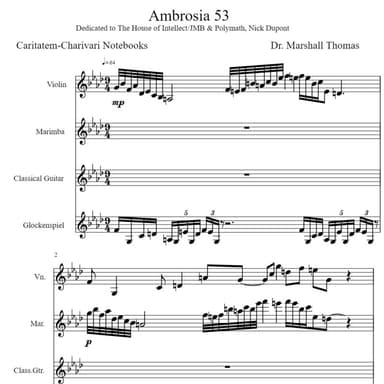 Ambrosia 53 for Violin, Marima, Guitar, Glockenspiel