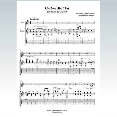 Ombra Mai Fu (for Voice & Guitar) (arr. Kenneth Pasciak)