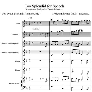 Too Splendid for Speech for Flute, Trumpet, Chorus, Piano