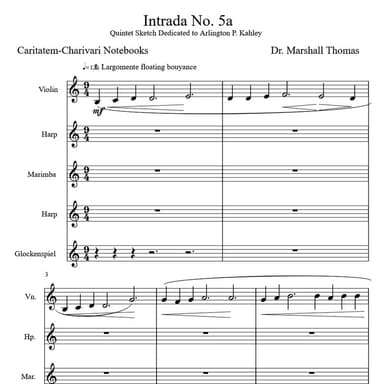 Intrada No. 5a for Violin, Harps, Marimba, Glock.