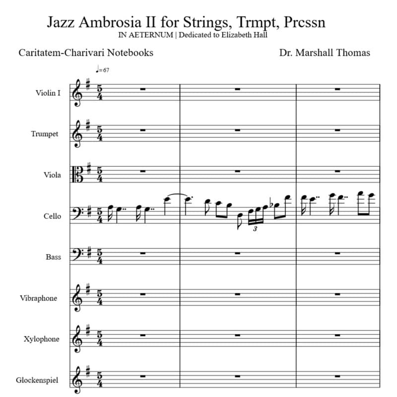 Jazz Ambrosia II for Strings, Trmpt, Prcssn