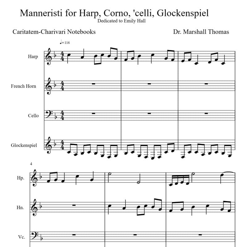 Manneristi for Harp, Corno, 'celli, Glockenspiel