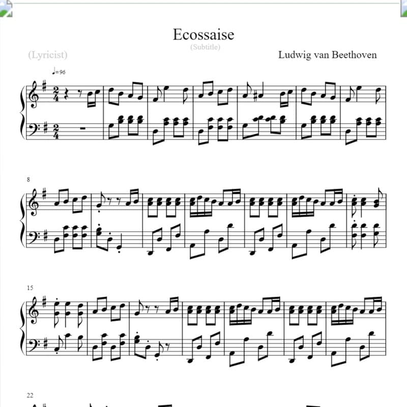 Ecossaise In G Major, Woo 23 (arr. Linda Schooley)