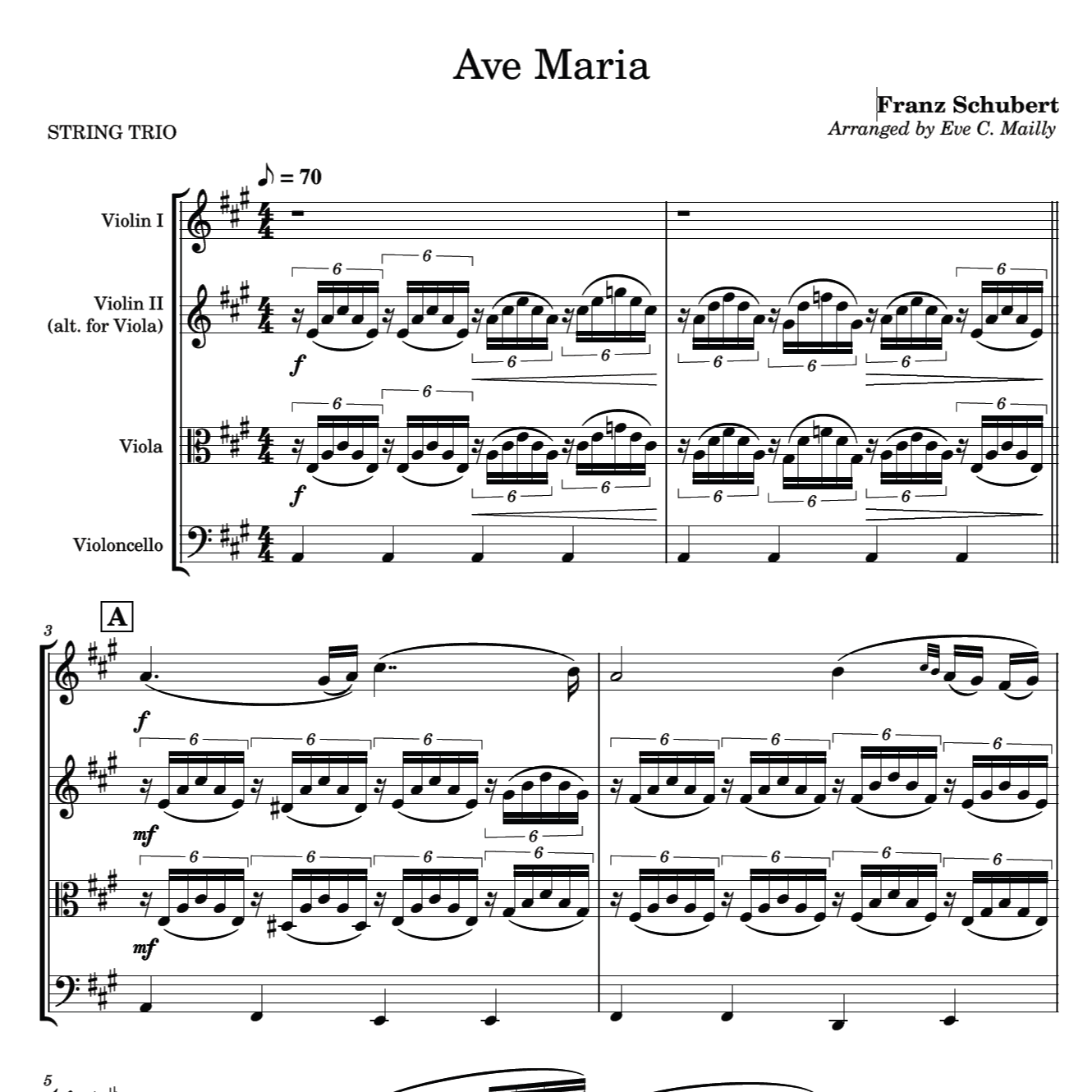 Ave Maria - Franz Schubert  (String Trio) (arr. Eve C. Mailly - Zene Strings)