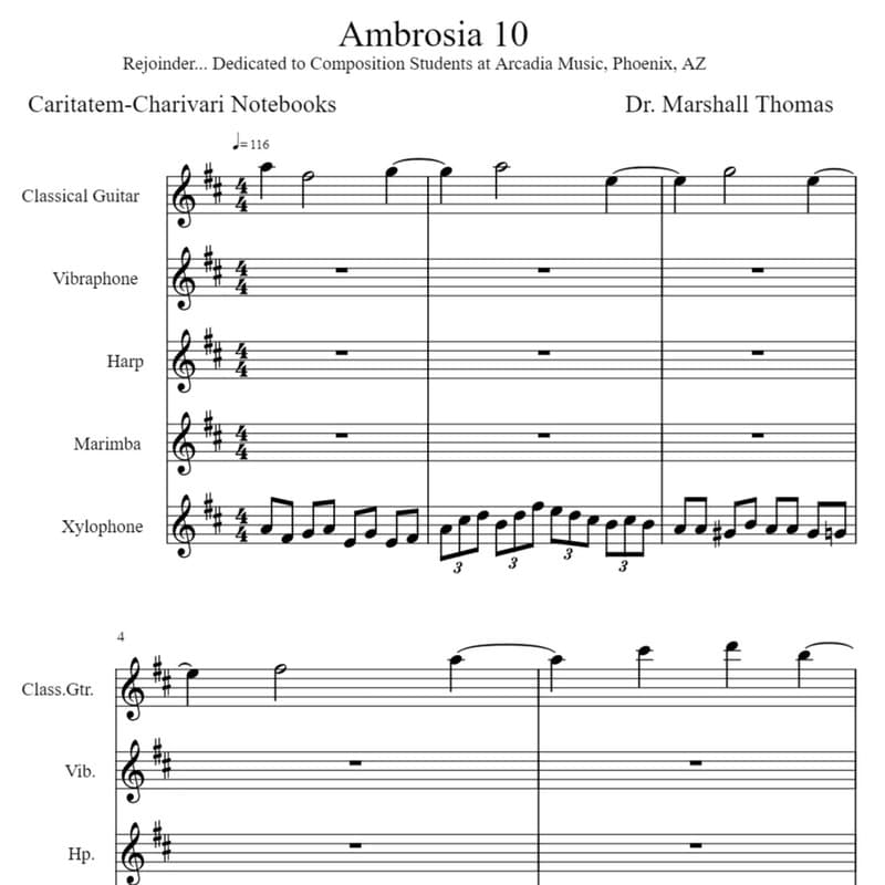 Ambrosia 10 for Guitar, Vibraphone, Harp, Xylophone