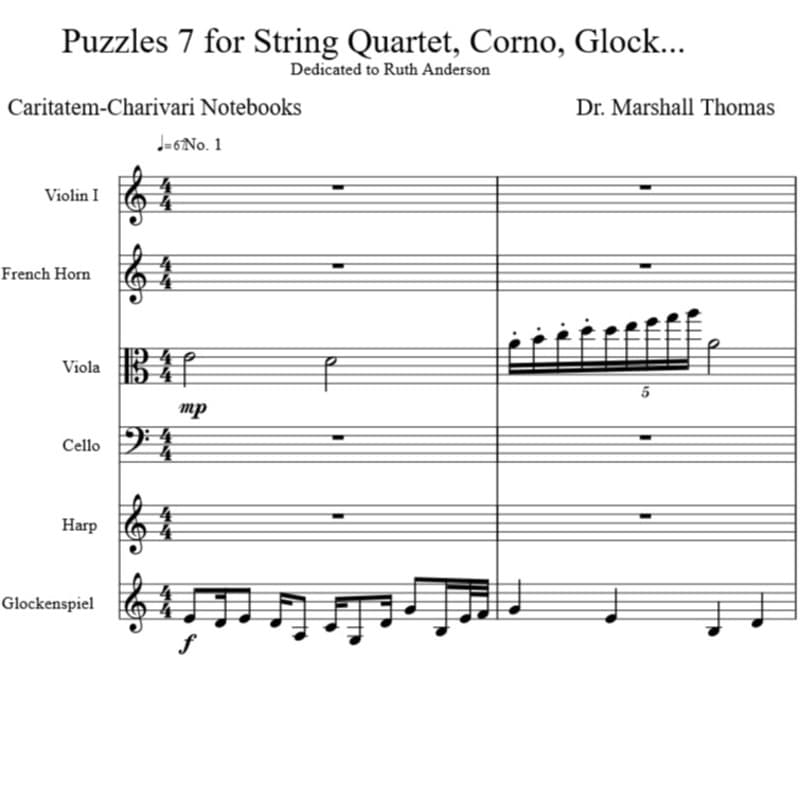 Puzzles 7 for String Quartet, Corno, Glock...
