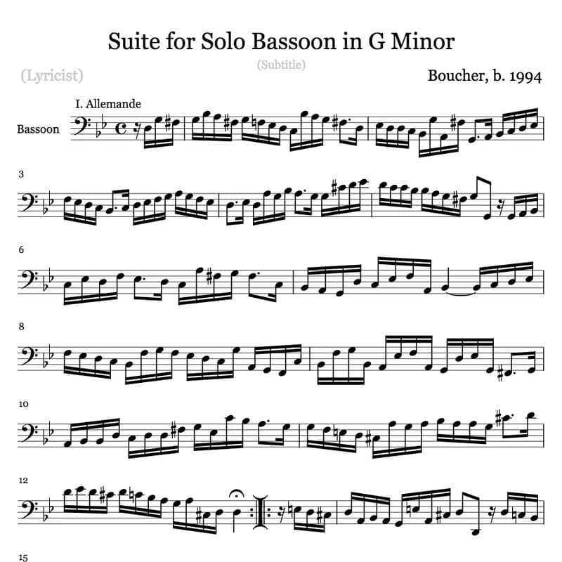 Suite for Solo Bassoon in G Minor