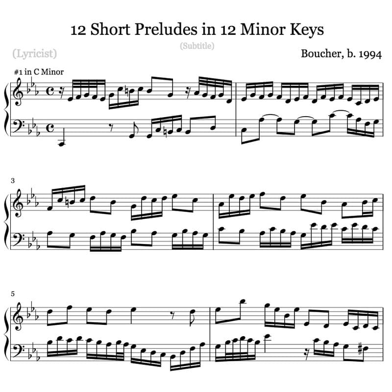 12 Short Preludes in 12 Minor Keys