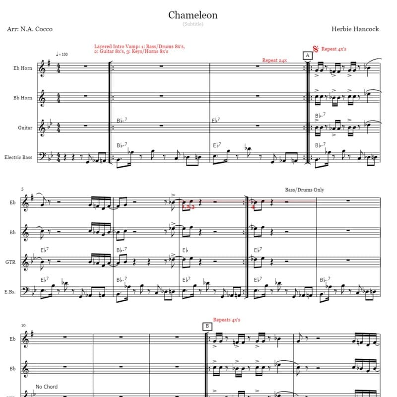 Chameleon (arr. Nicholas Cocco)