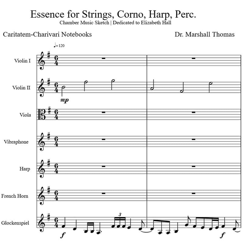 Essence for Strings, Corno, Harp, Percussion...