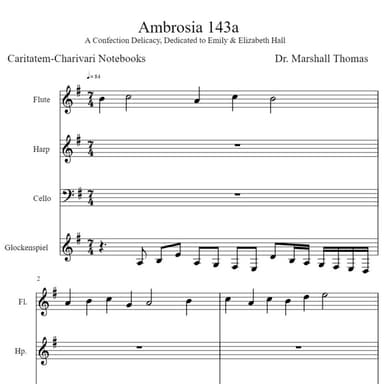 Ambrosia 143a for Flute, Harp, 'cello, Glockenspiel