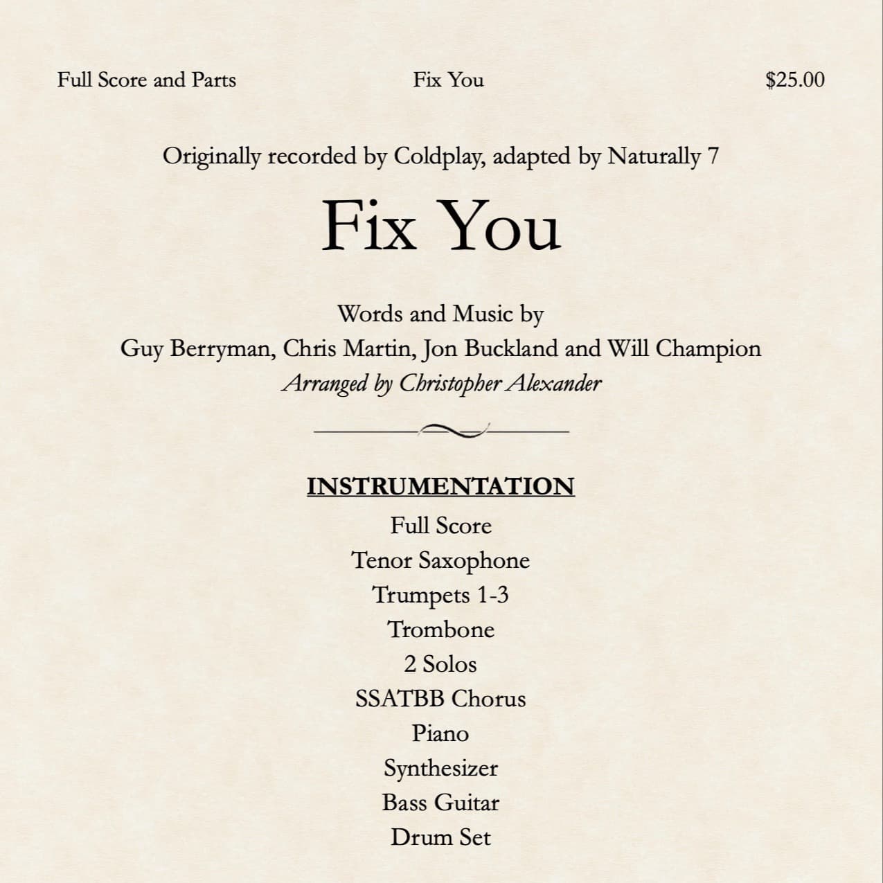 Fix You (arr. Christopher Alexander)