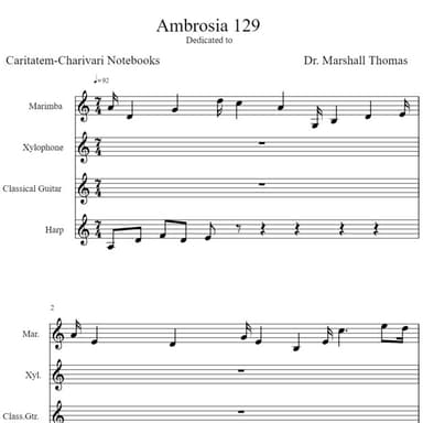 Ambrosia 129 for Marimba, Xylophone, Guitar, Harp