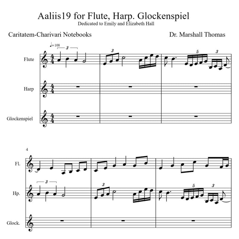 Aaliis19 for Flute, Harp. Glockenspiel