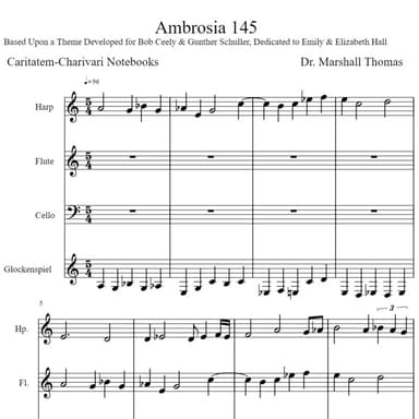 Ambrosia 145 for Harp, Flute, 'cello, Glockenspiel