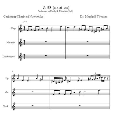 Z 33 (exotica) for Harp, Marimba, Glockenspiel