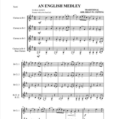 AN ENGLISH MEDLEY – CLARINET QUARTET (arr. BRIAN W. COPPING)