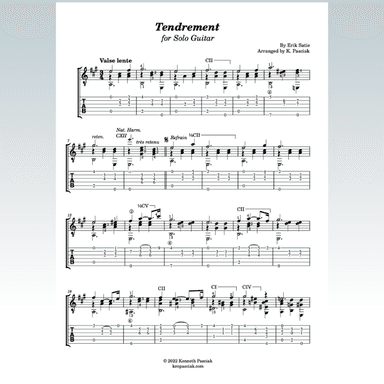 Tendrement (for Solo Guitar) (arr. Kenneth Pasciak)