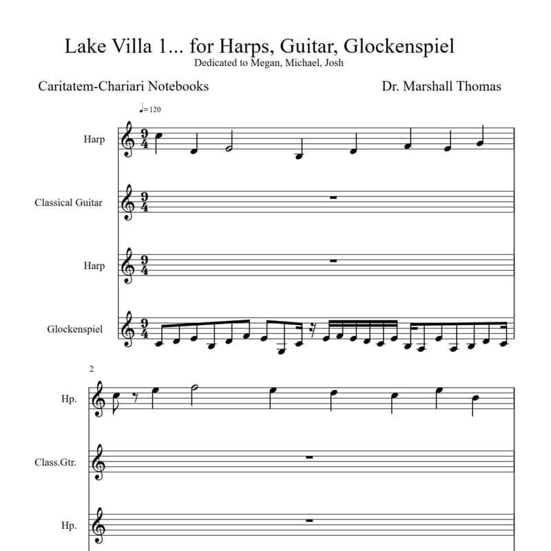 Lake Villa 1... for Harps, Guitar, Glockenspiel