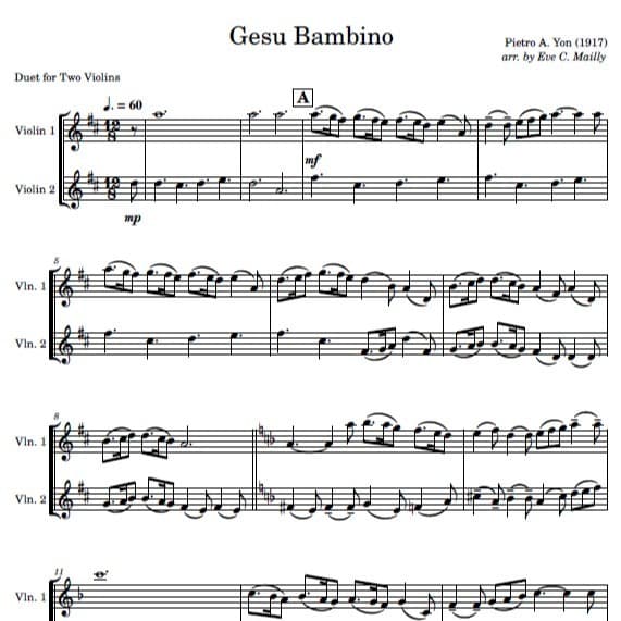 Gesu Bambino - Duet for Two Violins (arr. Eve C. Mailly - Zene Strings)