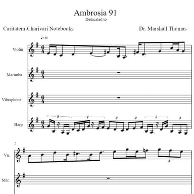 Ambrosia 91 for Violin, Marimba, Vibraphone, Harp