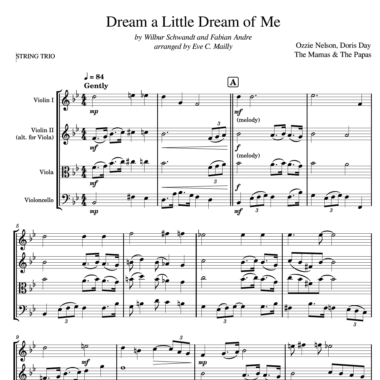 Dream a Little Dream of Me (arr. Eve C. Mailly - Zene Strings)