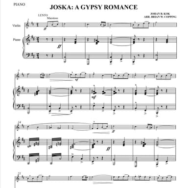 JOSKA: A GYPSY ROMANCE – VIOLIN & PIANO (arr. BRIAN W. COPPING)