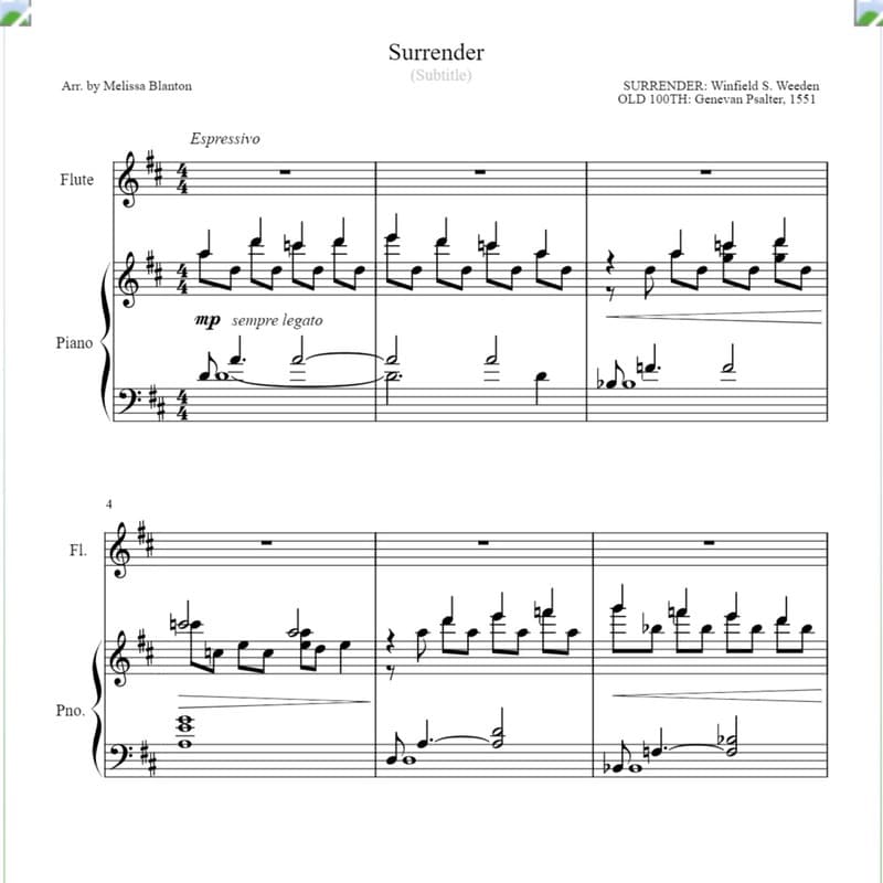 SURRENDER (arr. Melissa Blanton)