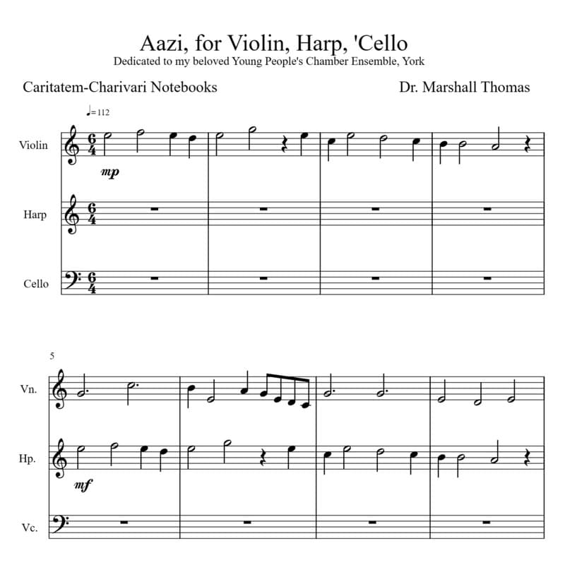 Aazi, for Violin, Harp, 'Cello