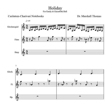 Holiday for Flute, Harp, Glockenspiel