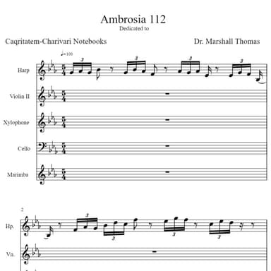 Ambrosia 112 for Harp, Violin, Xylo., 'cello, Marimba