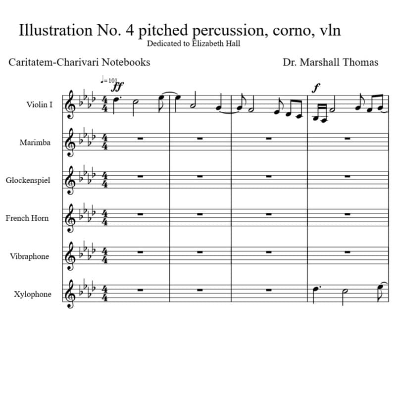 Illustration No. 4 pitched percussion, corno, vln