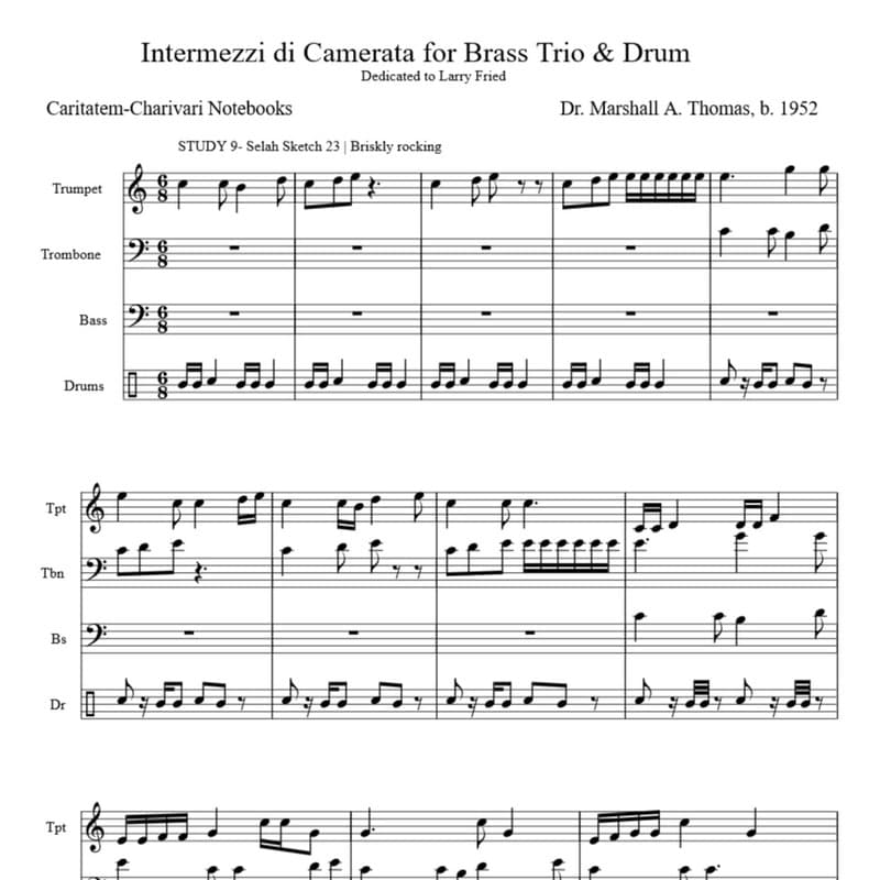 Intermezzi di Camerata for Brass Trio & Drum
