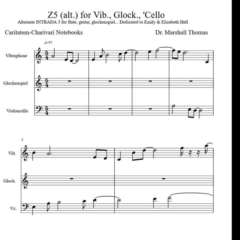 Z 5 (alt.) for Vibraphone, Glock., 'cello