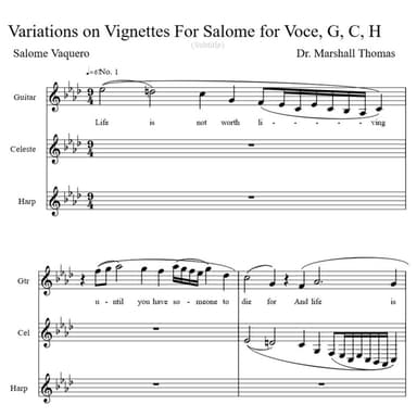 Variations on Vignettes For Salome for Voice, Harps
