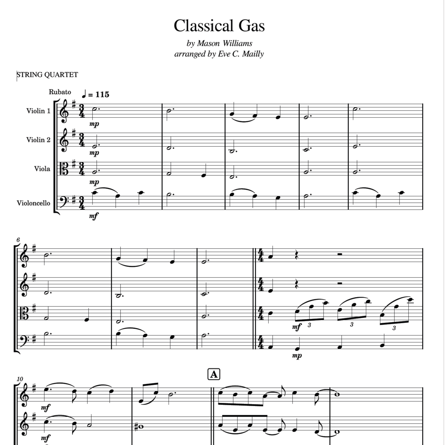 Classical Gas (arr. Eve C. Mailly - Zene Strings)