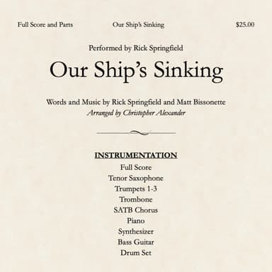 Our Ship S Sinking (arr. Christopher Alexander)